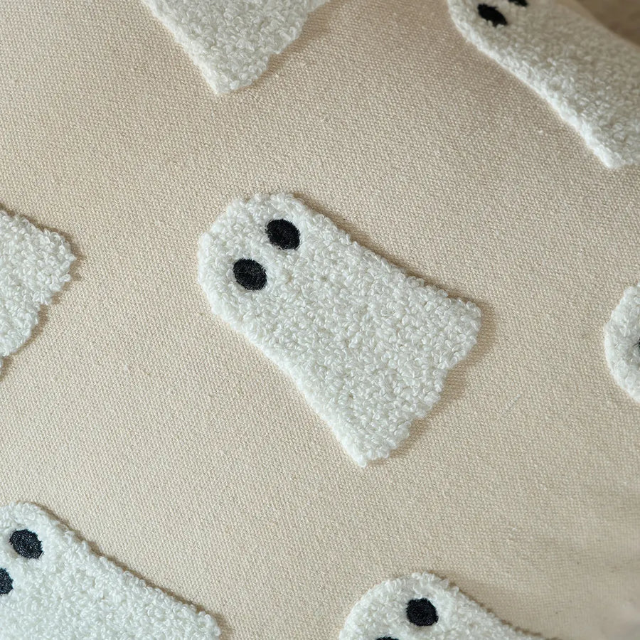 halloween decorative square pillow cover ghost garden tufted ghost detail