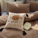 halloween decorative square pillow cover happy pumpkin olantern brown striped bedding