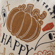 halloween decorative square pillow cover happy pumpkin olantern embroidery detail