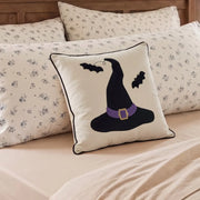 halloween decorative square pillow cover witch hat floral bedding