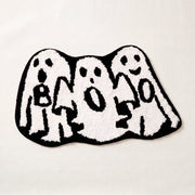 happy haunting rug boo crew black white ghost shaped rug