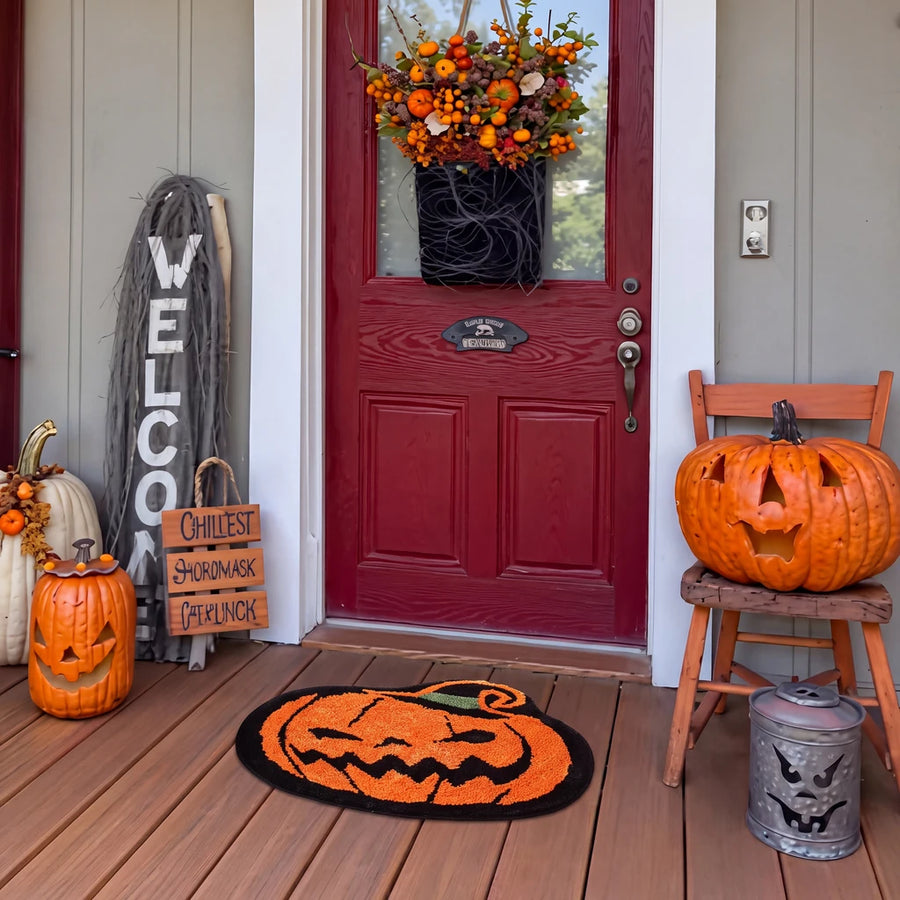 happy haunting rug jack o lantern front porch welcome mat