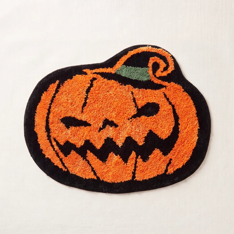 happy haunting rug jack o lantern spooky orange bath mat