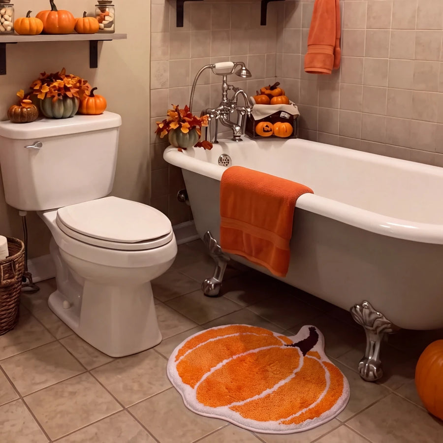 happy haunting rug pumpkin patch clawfoot tub bathroom mat