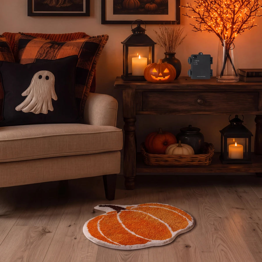 happy haunting rug pumpkin patch living room armchair decor
