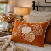 harvest pumpkin lumbar throw pillow cover harvest orange off white bedding bedroom