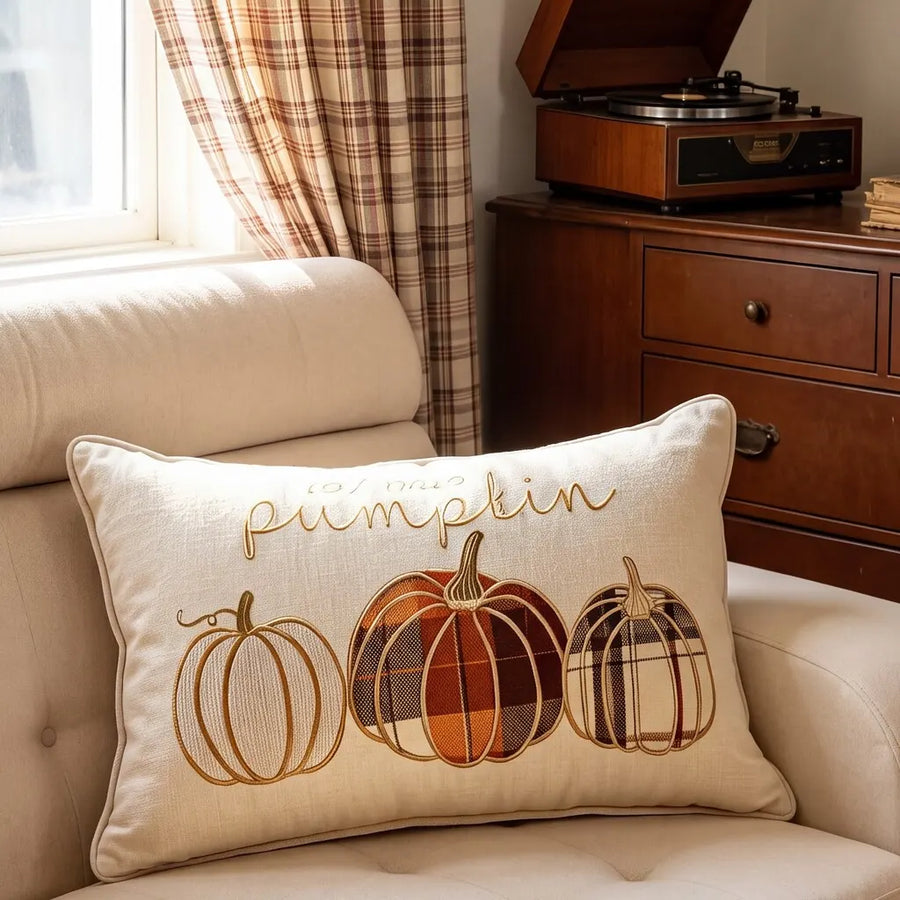harvest pumpkin lumbar throw pillow cover ivory pumpkin cream sofa decor