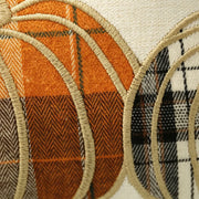 harvest pumpkin lumbar throw pillow cover ivory pumpkin plaid embroidery detail