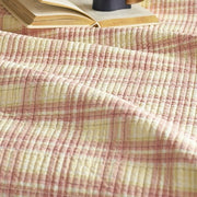 haven plaid yarn dyed quilt blush haven plaid texture close up