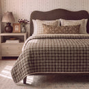 haven plaid yarn dyed quilt brown haven beige plaid pillows ceramic lamp