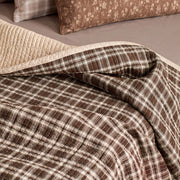 haven plaid yarn dyed quilt brown haven oatmeal striped border brown lumbar pillow