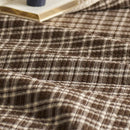 haven plaid yarn dyed quilt brown haven texture close up