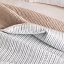 haven stripe yarn dyed quilt set blue stripe khaki reverse texture detail