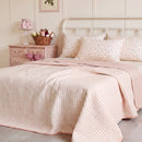 haven stripe yarn dyed quilt set blush stripe floral pillows metal bed