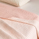 haven stripe yarn dyed quilt set blush stripe solid pink reverse detail