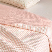 haven stripe yarn dyed quilt set blush stripe solid pink reverse detail