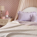 haven stripe yarn dyed quilt set lavender stripe ruffled pillows nightstand decor