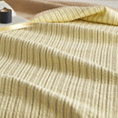 haven stripe yarn dyed quilt set pale lemon stripe texture close up