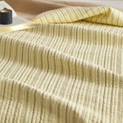 haven stripe yarn dyed quilt set pale lemon stripe texture close up