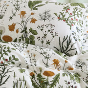 herbarium floral fabric pattern close up vibrant botanical print