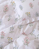 herbarium reverie ruffle duvet cover set botanical floral detail