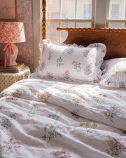 herbarium reverie ruffle duvet cover set sunlit bedroom