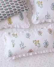 herbarium reverie ruffle pillowcases vintage floral styling