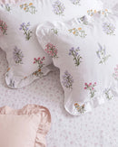 herbarium reverie ruffle pillowcases wildflower print detail