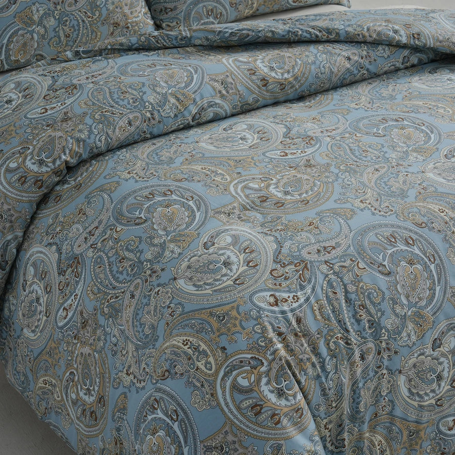 heritage azure paisley comforter set blue luxury bedding main