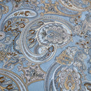 heritage azure paisley fabric ornamental print flat lay