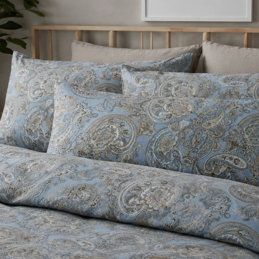 heritage azure paisley long body pillowcase oriental style