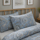 heritage azure paisley pillow shams top view vintage bedding