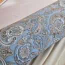 heritage azure paisley pillowcase macro boho detail