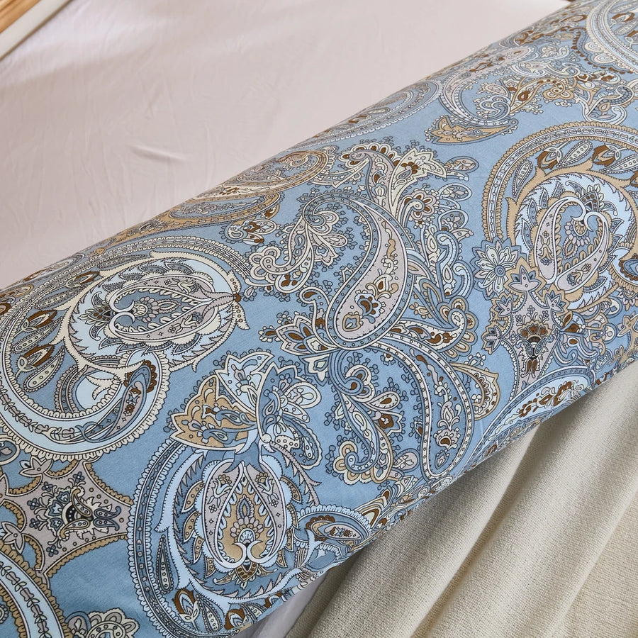 heritage azure paisley pillowcase macro boho detail