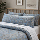 heritage azure paisley pillowcase side view lighting