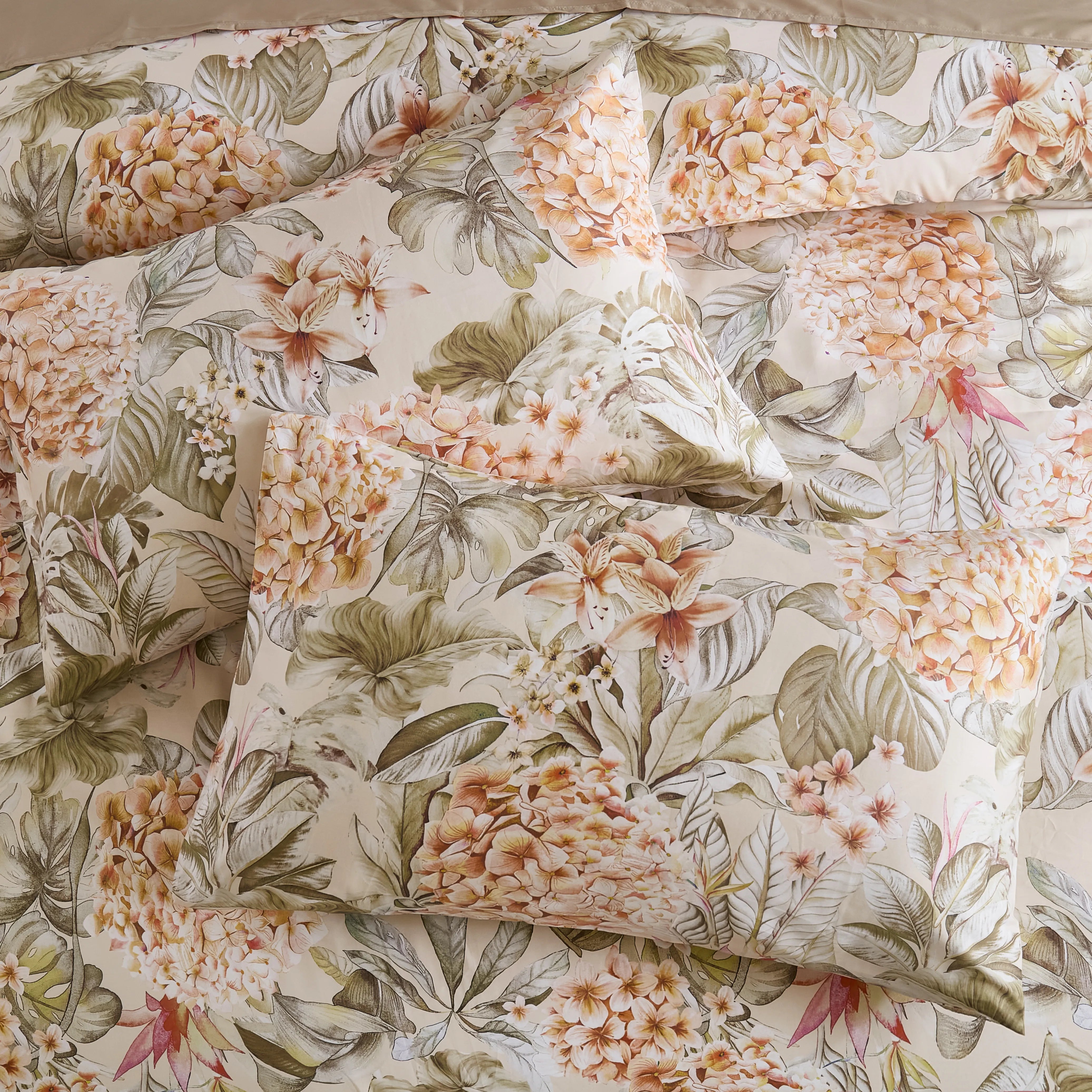 Close-up of the pillow and comforter from the floral bedding set