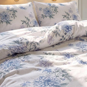 indigo bloom botanical print duvet cover soft cotton bedding look