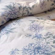 indigo bloom duvet cover fabric close up textile texture