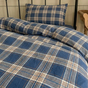 indigo earth tartan duvet cover set blue plaid bedding main