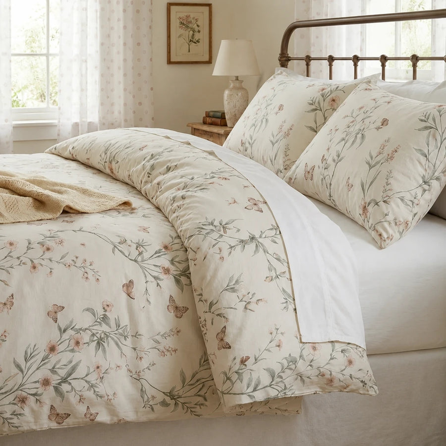 jersylinen ethereal wing meadow comforter set butterfly floral bedding