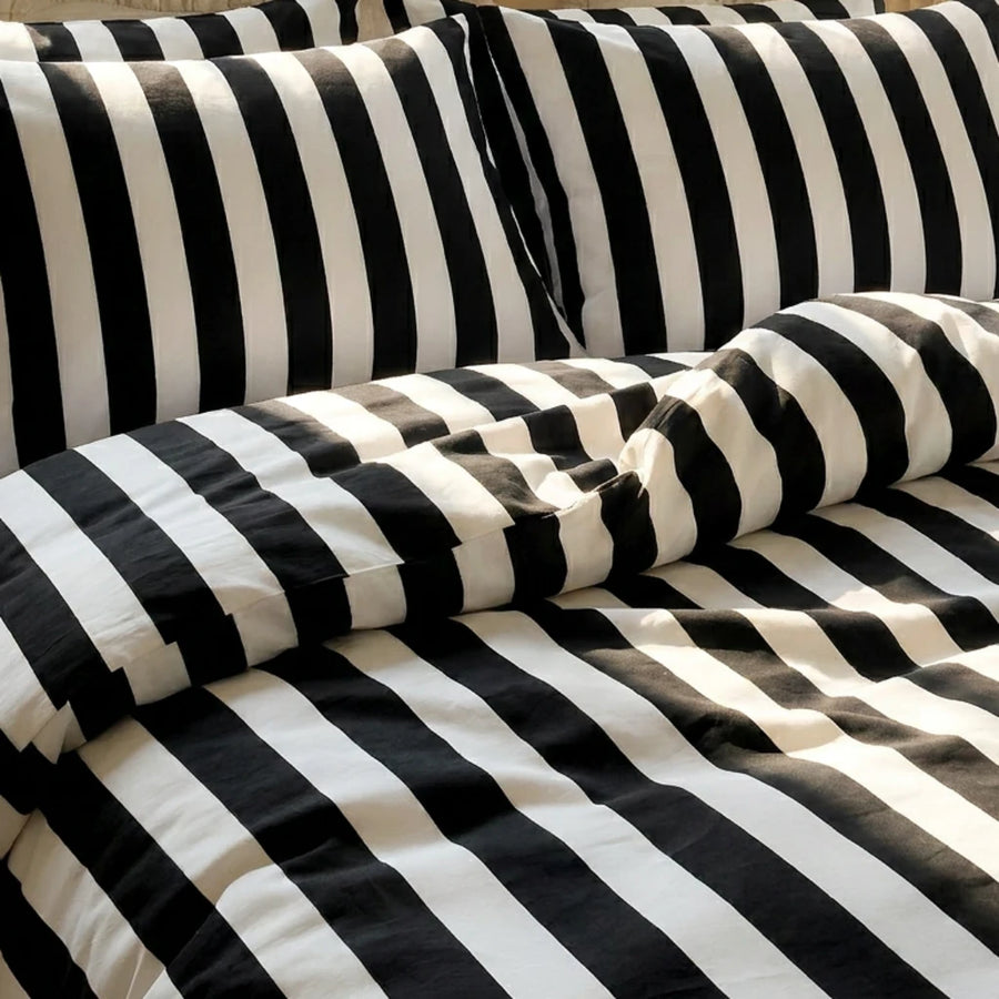 jersylinen sanctuary stripe duvet cover black white bold rugby stripe