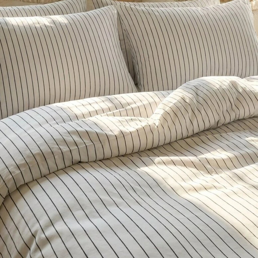 jersylinen sanctuary stripe duvet cover charcoal grey ticking stripe