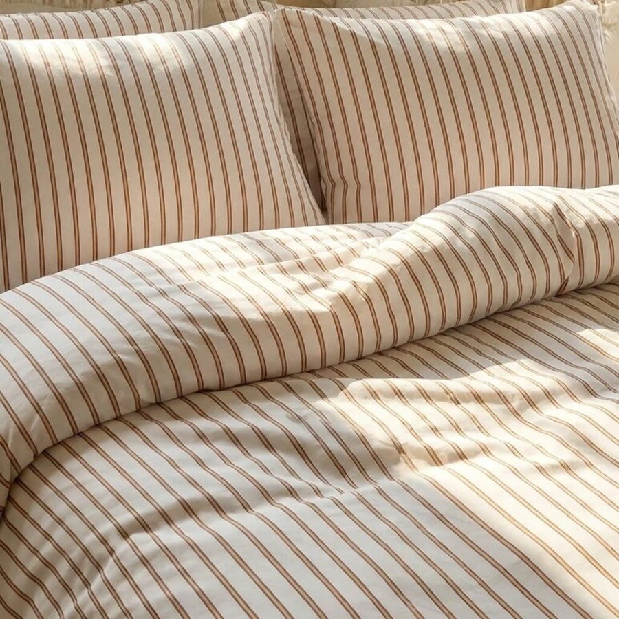 jersylinen sanctuary stripe duvet cover cinnamon orange pinstripe