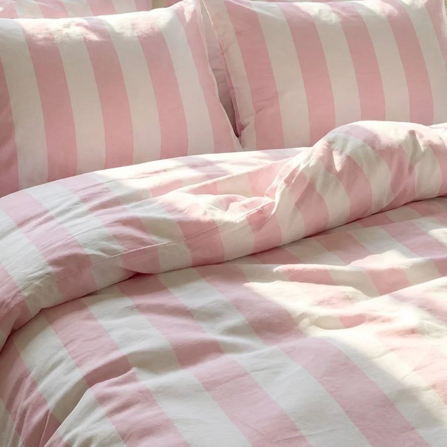 jersylinen sanctuary stripe duvet cover soft pink rugby stripe