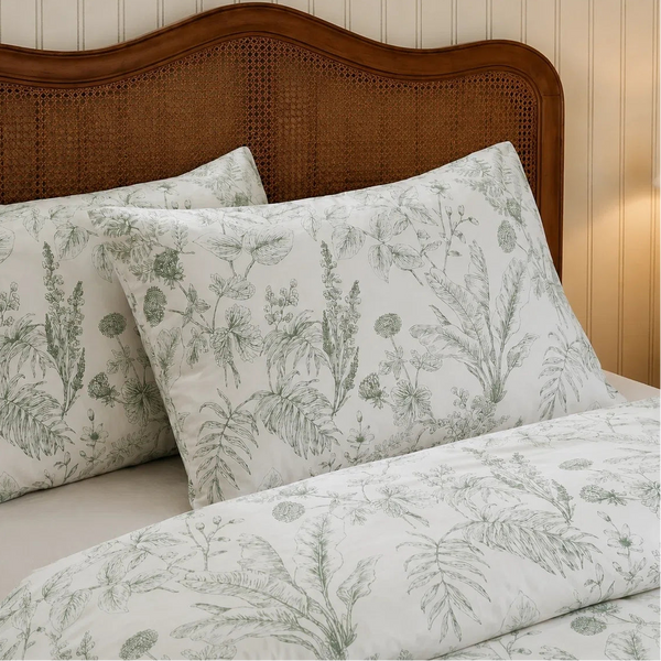 jersylinen serene sage botanical bedding set bright bedroom aesthetic