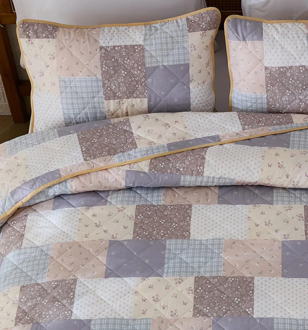 lavender lane floral patchwork pillow shams diamond quilted textur