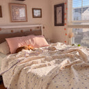 little dream muslin blanket lilac heart bedding pink pillow cozy bedroom