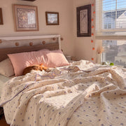 little dream muslin blanket lilac heart bedding pink pillow cozy bedroom
