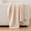 little dream muslin blanket lilac heart purple crochet trim sofa throw