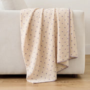 little dream muslin blanket lilac heart purple crochet trim sofa throw